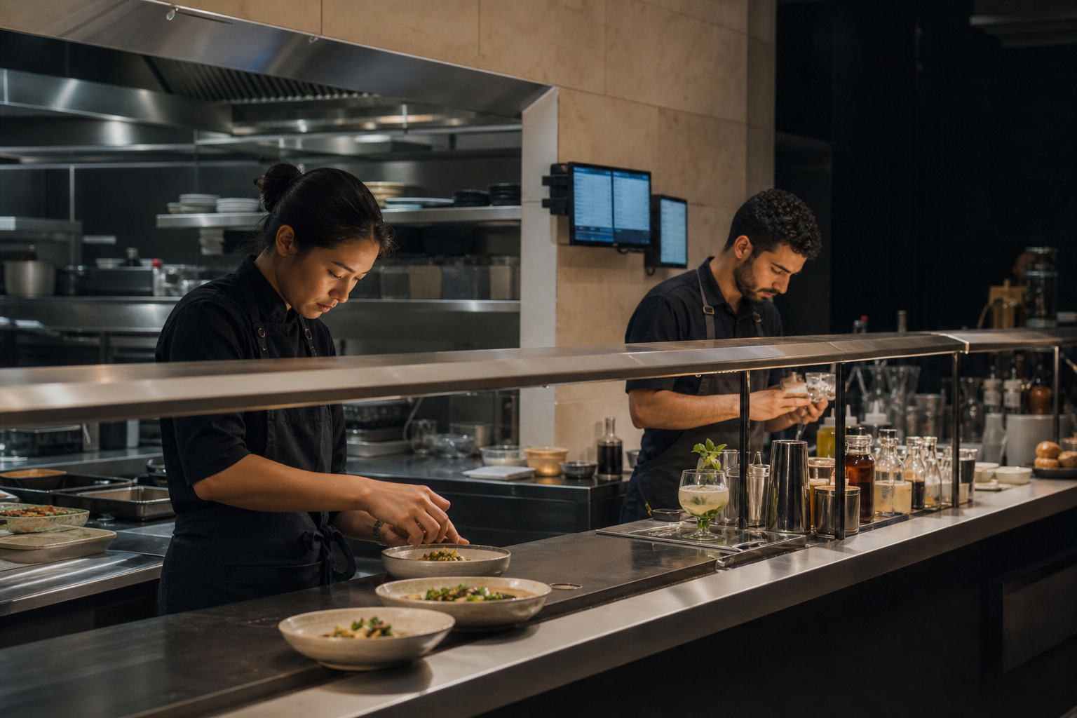 Hospitality displays operating from a connected menu source